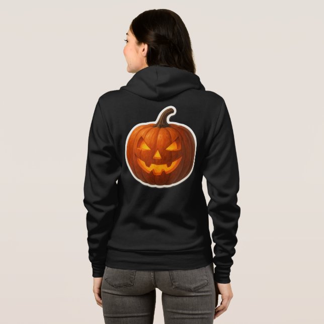 Camiseta Vinheta de Abóbora de Halloween Spooky (Parte Traseira Completa)