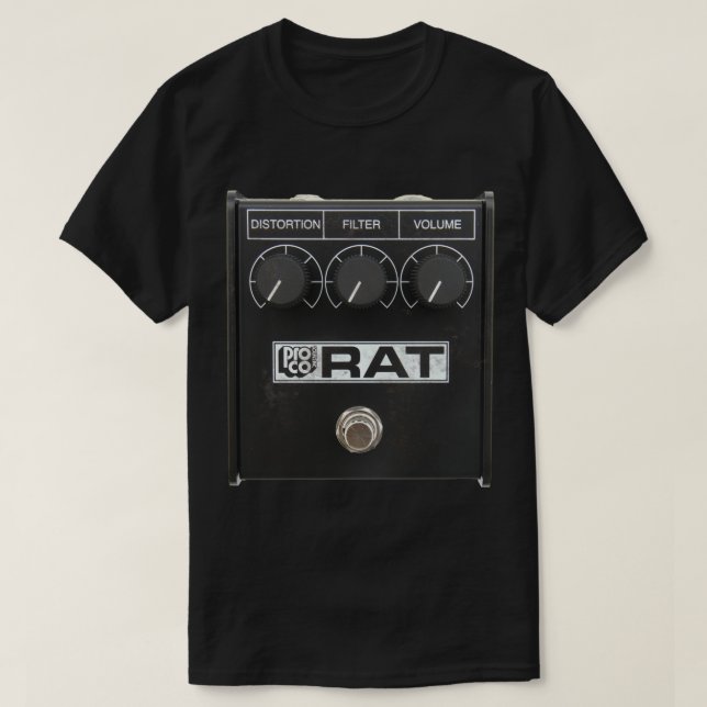 Camiseta Vinheta de Distorção do Pedal de Violão ProCo RAT (Frente do Design)