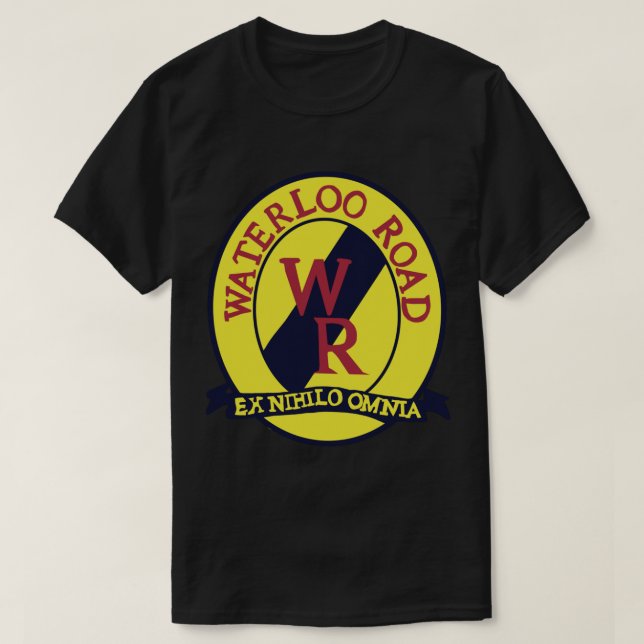 Camiseta Vinheta de emblema para estrada de Waterloo (Frente do Design)