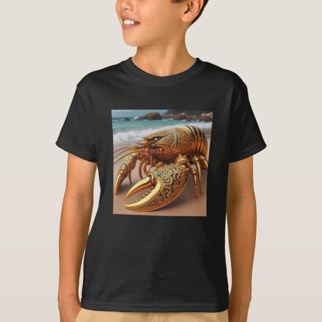 Camiseta Vinheta de lagosta Dourada 3d (Frente)