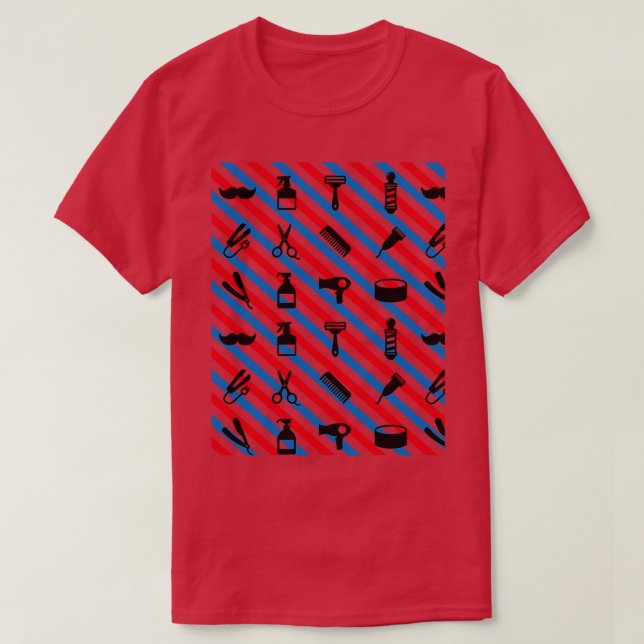 Camiseta Vinheta de Padrão de Compro de Barber (Frente do Design)