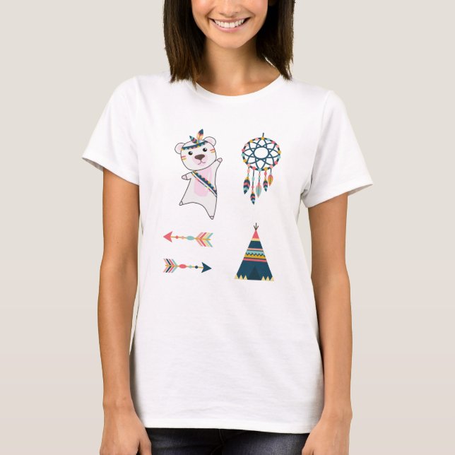 Camiseta Vinheta de Urso Polar Indiano — Coleta de Sonhos (Frente)