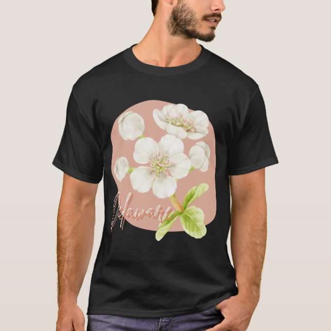 Camiseta Vinheta Flor de Pêssego de Estado Delaware - Sobre (Frente)