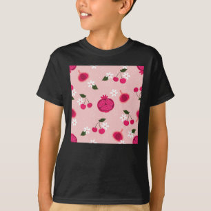 Camiseta Vinheta-margarida de Fruta de Pomegranato rosa
