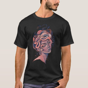 Camiseta Vinheta-retrato de Coral e Medusa azul