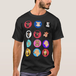 Camiseta Vinhetas de animais Cães bonitos Ouro pitbull engr