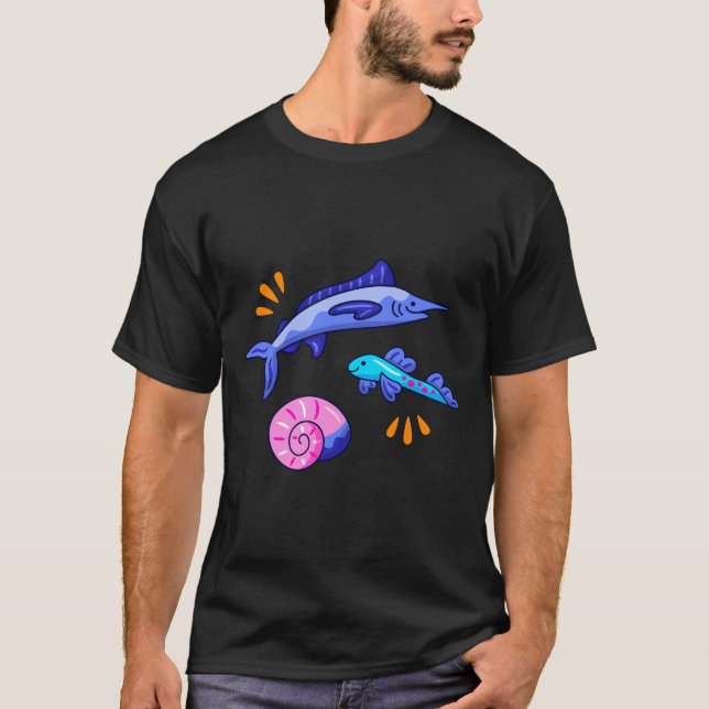 Camiseta Vinhetas de peixes de combate em forma de medida e (Frente)