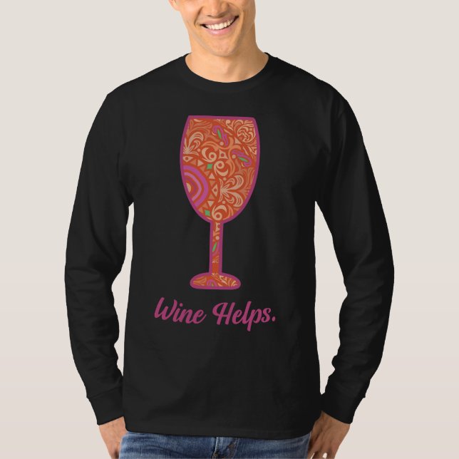 Camiseta Vinho Ajuda Vinho Vidro Mandala (Frente)