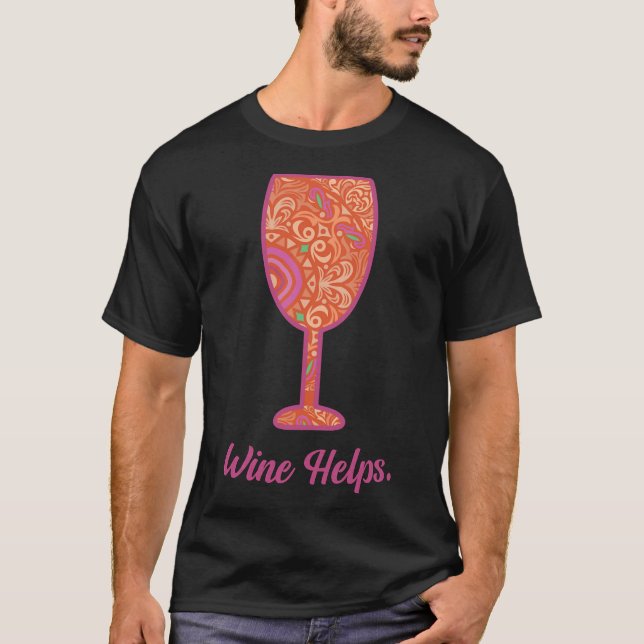Camiseta Vinho Ajuda Vinho Vidro Mandala (Frente)