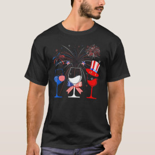 Camiseta Vinho Branco Vermelho Azul Vidro Vidro Vidro Ameri