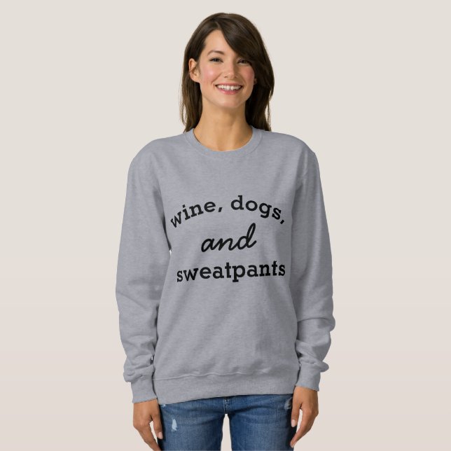 Camiseta Vinho, Cachorro e Sweatshirt (Frente Completa)