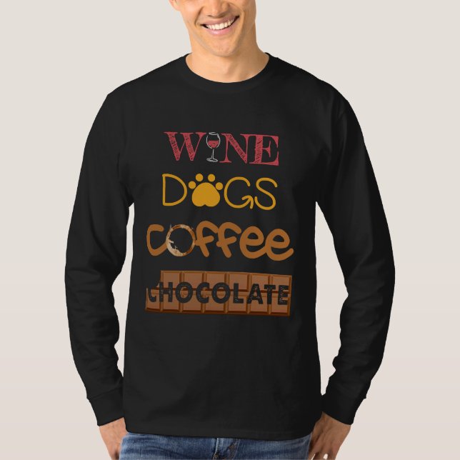 Camiseta Vinho Café Cães Chocolate Bebida (Frente)