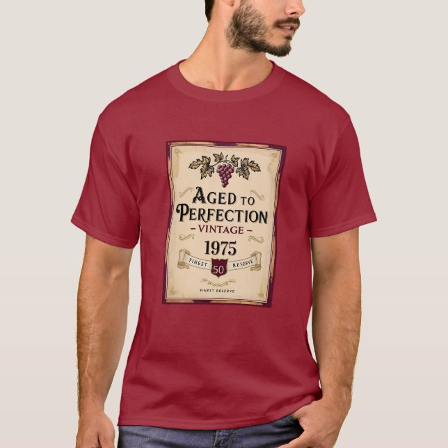 Camiseta Vinho de aniversário de 50 anos, envelhecido à per (Frente)