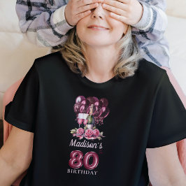 Camiseta Vinho de luxo de 80 personalizado e balões