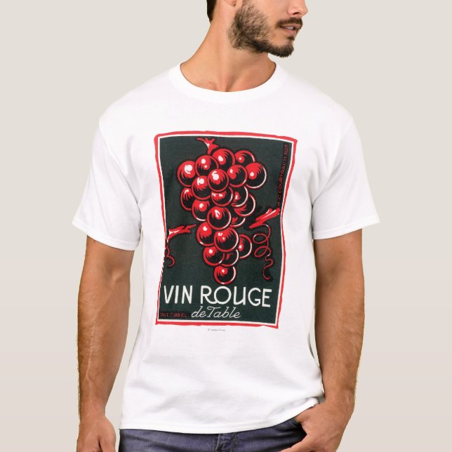 Camiseta Vinho de mesa LabelEurope do De do vermelho de Vin (Frente)