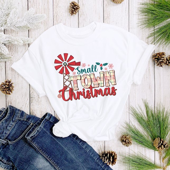 Camiseta Vinho de Natal de Pequena Cidade Natal (Criador carregado)