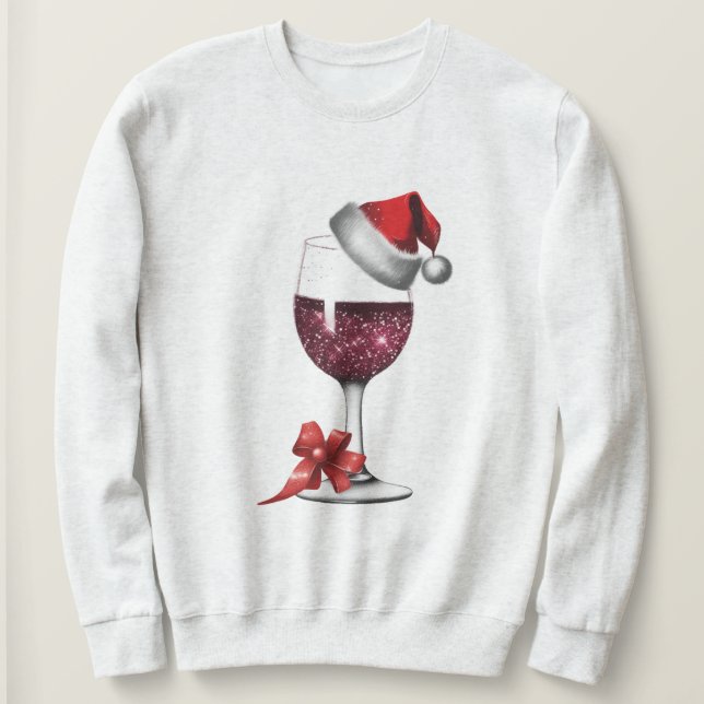 Camiseta Vinho de Natal Gráfico, Papai noel de Impressão (Frente do Design)