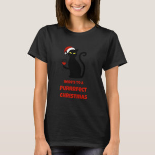 Camiseta Vinho De Natal Puro, Gato Negro Cujo Gato É Vermel