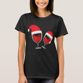 Camiseta Vinho de Natal Vidro de Vinho Vermelho Vinho Santa