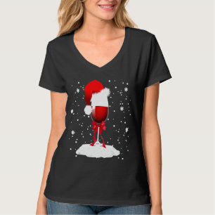 Camiseta Vinho de Natal Vidro Vidro Vinho Vermelho Santa Ha