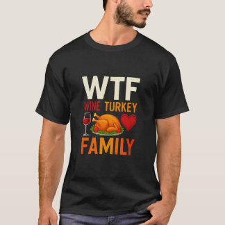 Camiseta Vinho de Perua Família Divertida Dia de Ação de Gr