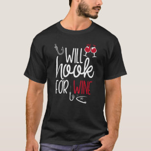 Camiseta Vinho de Pesca Divertido para Mulheres Vai Fisgar