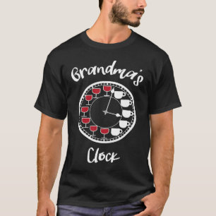 Camiseta Vinho e café engraçados para relógio de vovó femin