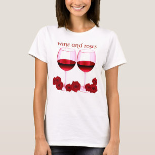CAMISETA "VINHO E ROSAS" VINHO TINTO E IMPRESSÃO DOS ROSAS