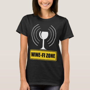 Camiseta Vinho Engraçado Zona Vinho Engraçado Ondas Wi-Fi