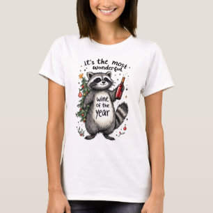 Camiseta Vinho Maravilhoso do Ano Raccoon