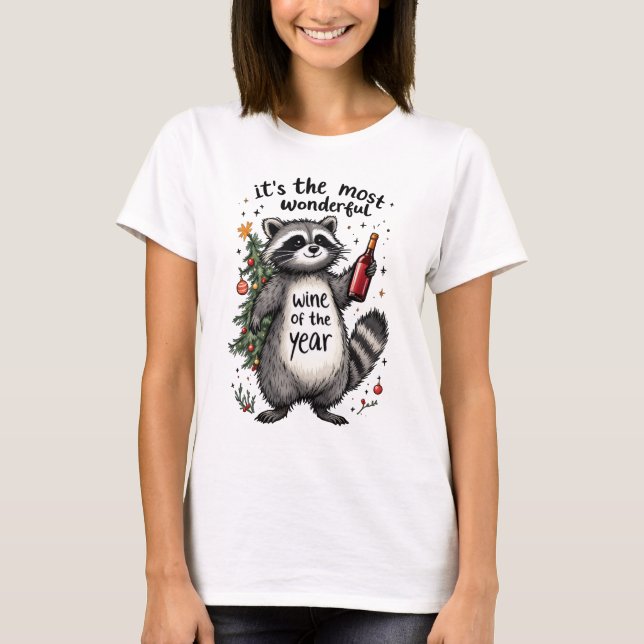 Camiseta Vinho Maravilhoso do Ano Raccoon (Frente)