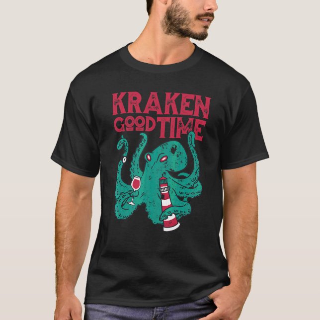 Camiseta Vinho Octopus Kraken Good Time   (Frente)