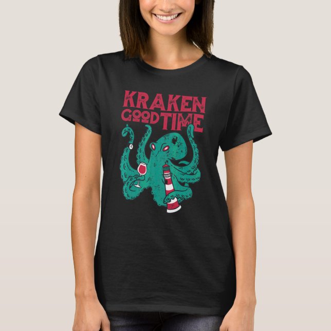 Camiseta Vinho Octopus Kraken Good Time   (Frente)