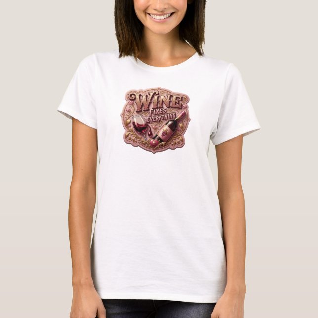 Camiseta Vinho Ouro Fresco CORRIGE TUDO Impressão (Frente)