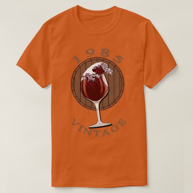 Camiseta Vinho Por Aniversário 1985 Vintage 1 (Frente do Design)
