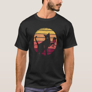 Camiseta Vinho Pôr do Sol Retro Para Mulheres Gata Noite de