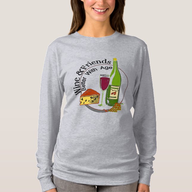 Camiseta Vinho Queijo é melhor com a idade. (Frente)