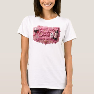 CAMISETA VINHO ROSA CRISTALINO E GATOS ME TRAZEM FELICIDADE