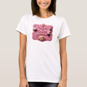 Camiseta Vinho Rosado ATRATIVO E CÃES ME TRAZEM FELICIDADE