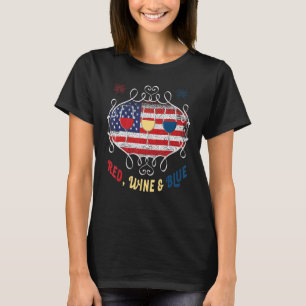 Camiseta Vinho tinto Azul 4 de julho Vinhos Bebendos Vinhos