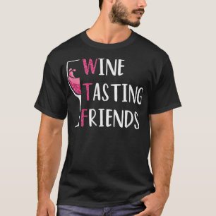 Camiseta Vinho Vermelho Amigos Óculos de Bebendo WTF Provan