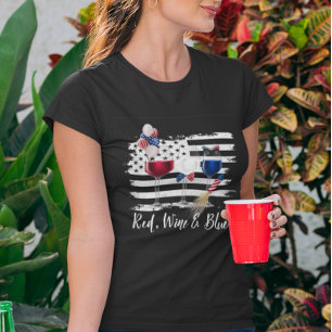 Camiseta Vinho Vermelho Azul Dia da Independência 4 de julh