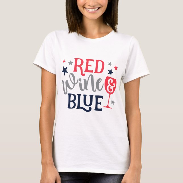 Camiseta Vinho Vermelho E Azul (Frente)