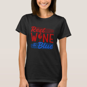 Camiseta Vinho Vermelho E Azul 4 De Julho Bebendo Americano