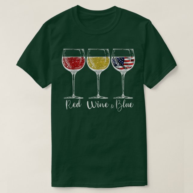 Camiseta Vinho Vermelho E Óculos Azuis, Estados Unidos Fl (Frente do Design)