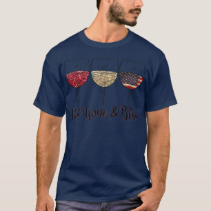 Camiseta Vinho Vermelho e Vinho Azul Engraçado 4 de julho V