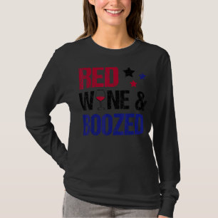 Camiseta Vinho Vermelho E Vinho Boozado Usa Bandeira 4th Of