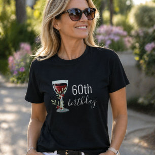 Camiseta Vinho Vermelho Rosa Watercolor 60º Aniversário
