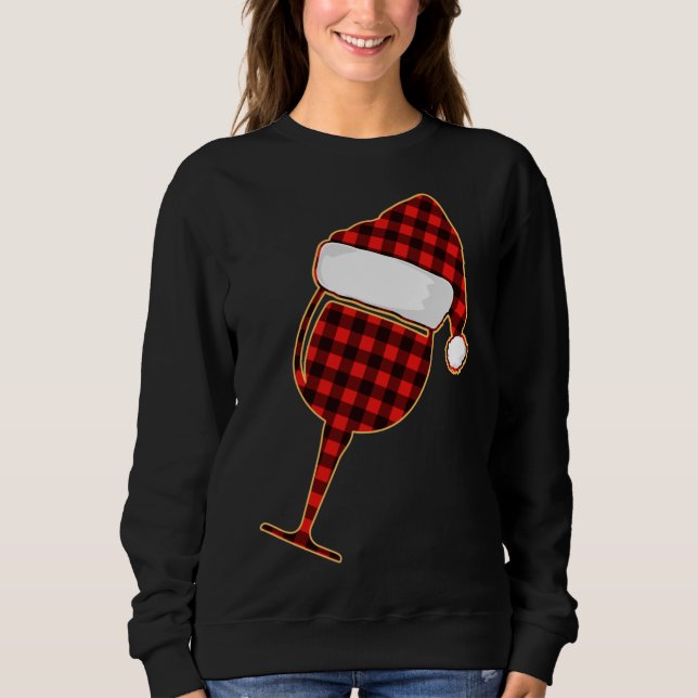 Camiseta Vinho xadrez Vermelho e Natal Santa Hat (Frente)