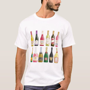 Camiseta Vinhos e garrafas de champanhe